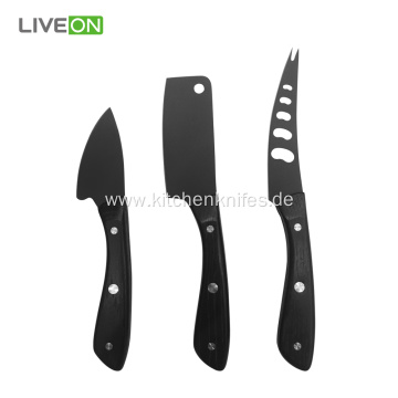 Black Oxide Wood Handle Cheese Knife Set